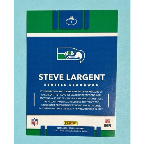 2017 Donruss Team Heroes, Steve Largent Seattle Seahawks Card#1 - Picture 2 of 2